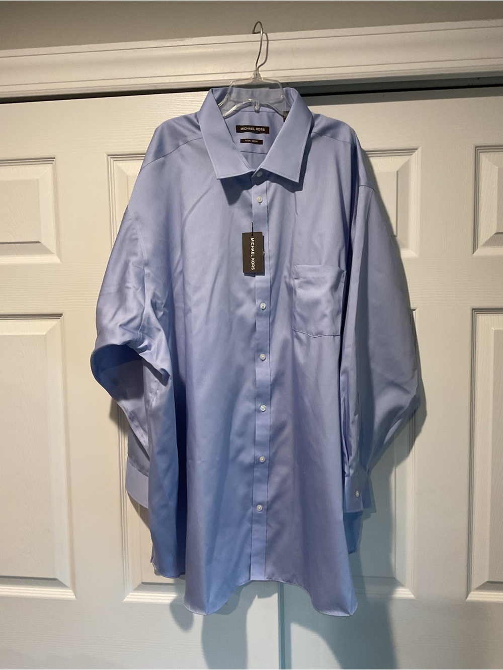NWT Michael Kors Non-Iron Light Blue Men's Button-Down Dress Shirt Top, 20 34/35
